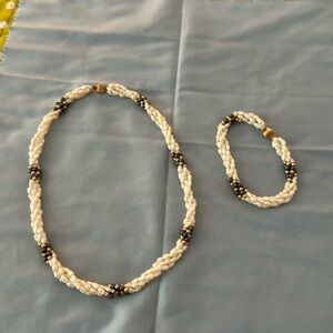 Freshwater pearl set, necklace & matching bracelet, combined for longer necklace